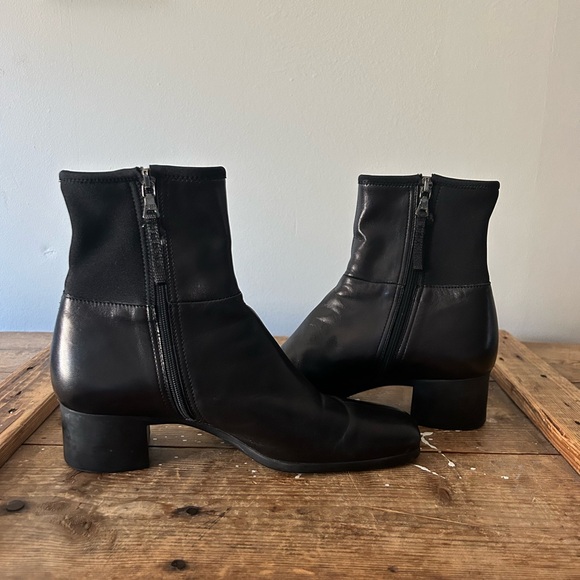 PRADA Authenticated Black Leather Ankle Boot Square Toe Block Heel 37.5 / 7.5 US - Picture 7 of 13